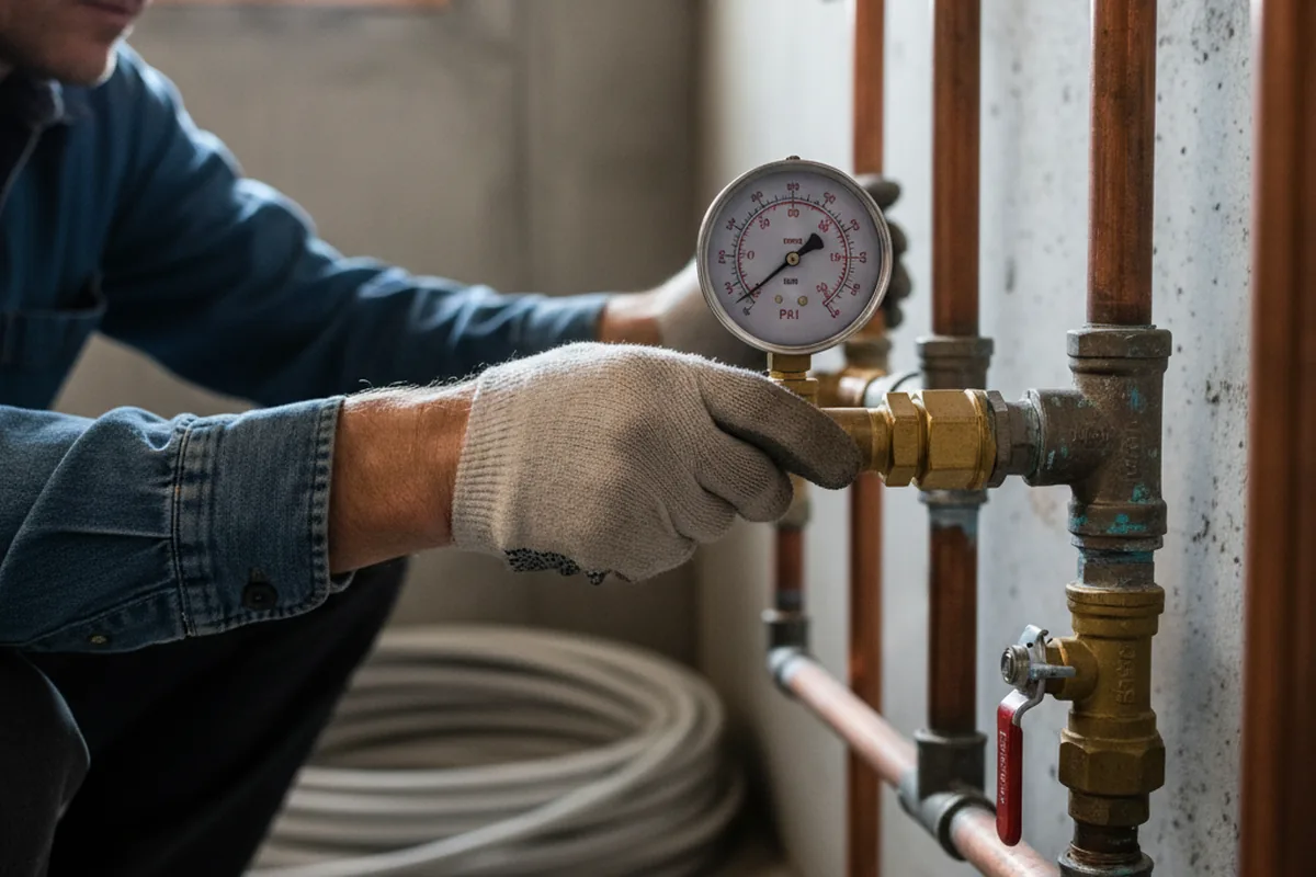 Pressure testing a repaired line during Water Line Repair in Greenville